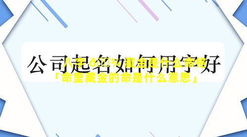 八字 🌾 藏金是什么命格「命里藏金的命是什么意思」